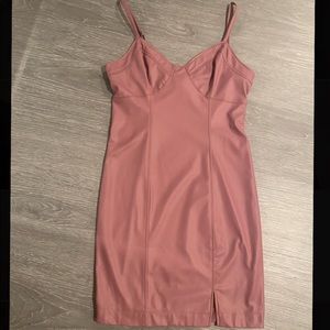 Pink faux leather dress